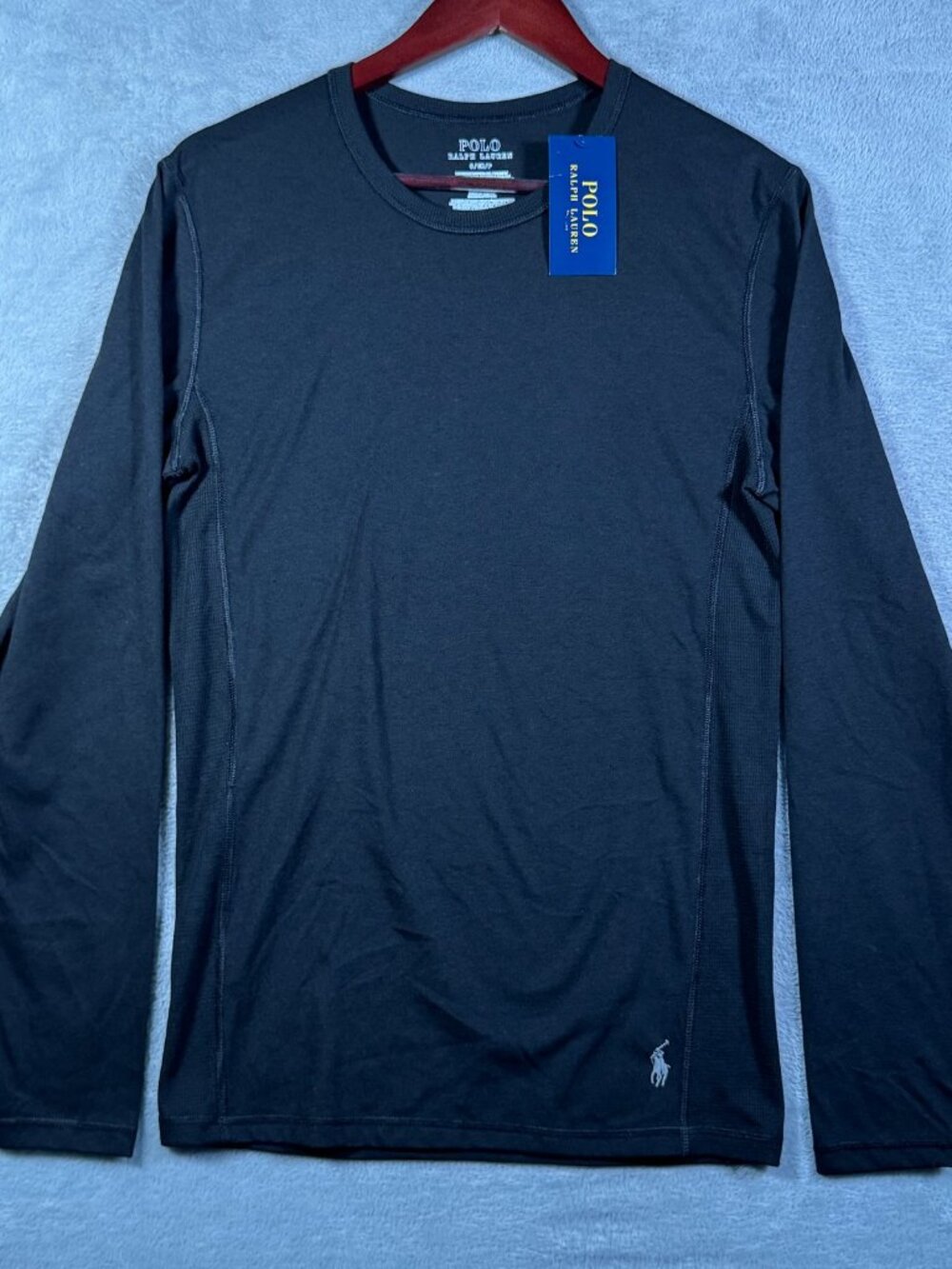 Polo Ralph Lauren Mens Base Layer Shirt S Black Wool Blend Thermal